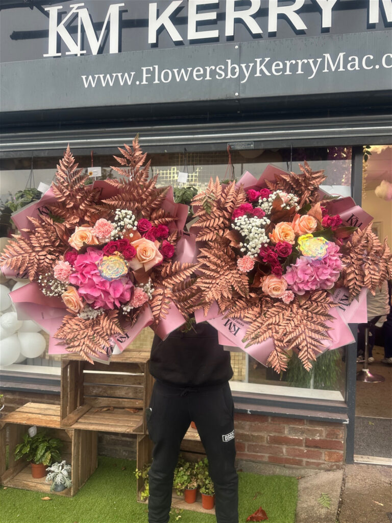 Peachy Pink Paradise, luxury bouquet by Flowers by Kerry Mac for Manchester flower delivery