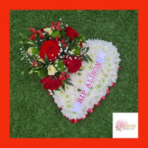 Based Heart, a handcrafted funeral flowers by Flowers by Kerry Mac Manchester florist