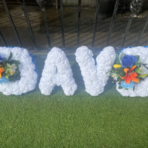 Funeral letters artificial, a handcrafted funeral & sympathy by Flowers by Kerry Mac Manchester florist