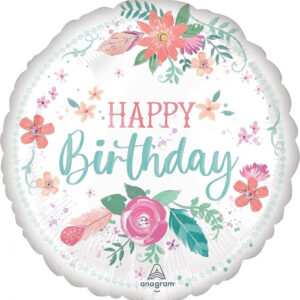 Happy birthday flowers, luxury balloon by Flowers by Kerry Mac for Manchester flower delivery