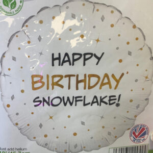 Happy birthday snowflake, luxury balloon by Flowers by Kerry Mac for Manchester flower delivery