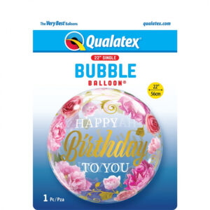 Happy birthday bubble floral, luxury balloon by Flowers by Kerry Mac for Manchester flower delivery