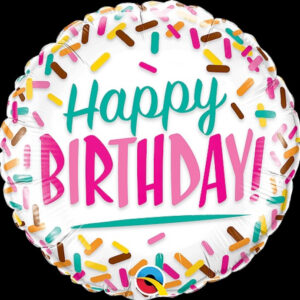 Happy birthday sprinkles, luxury balloon by Flowers by Kerry Mac for Manchester flower delivery