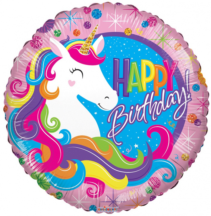 Happy birthday unicorn, luxury balloon by Flowers by Kerry Mac for Manchester flower delivery