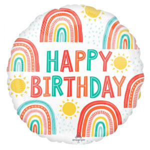 Happy birthday rainbows, luxury balloon by Flowers by Kerry Mac for Manchester flower delivery