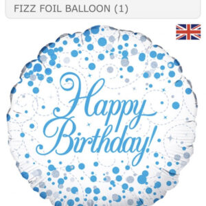 Happy birthday blue spotty, luxury balloon by Flowers by Kerry Mac for Manchester flower delivery
