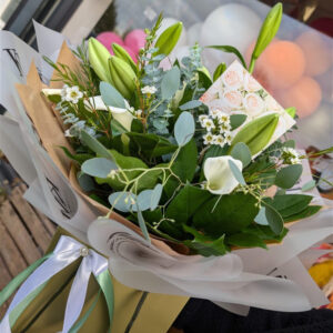 Classic white calla and Lily, luxury bouquet by Flowers by Kerry Mac for Manchester flower delivery