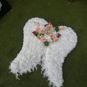 Angel wings, a handcrafted funeral flowers by Flowers by Kerry Mac Manchester florist