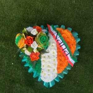 Irish heart, a handcrafted funeral heart tribute by Flowers by Kerry Mac Manchester florist