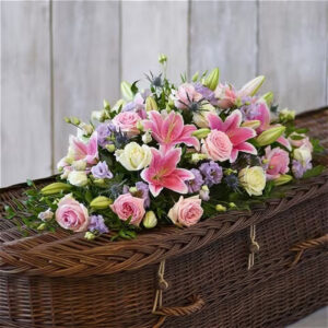 Rose and Eryngium spray, a handcrafted funeral flowers by Flowers by Kerry Mac Manchester florist