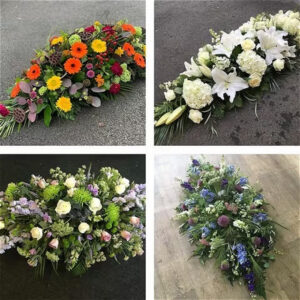Casket spray Made With the Finest Flowers, a handcrafted funeral flowers by Flowers by Kerry Mac Manchester florist