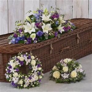 The blue collection, a handcrafted funeral & sympathy by Flowers by Kerry Mac Manchester florist