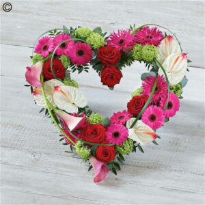 Contemporary Heart, a handcrafted funeral flowers by Flowers by Kerry Mac Manchester florist