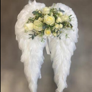 Angel wings Feather, a handcrafted bespoke funeral tribute by Flowers by Kerry Mac Manchester florist