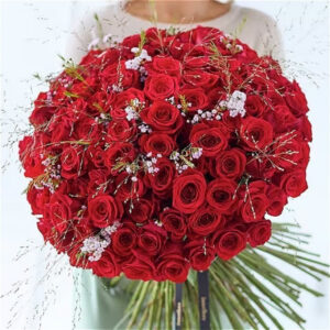 Valentine’s Day Luxury 100 Red Roses, luxury romantic bouquet by Flowers by Kerry Mac for Manchester flower delivery