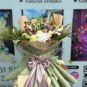 Sage & Blush, luxury frilly wrapped collection by Flowers by Kerry Mac for Manchester flower delivery