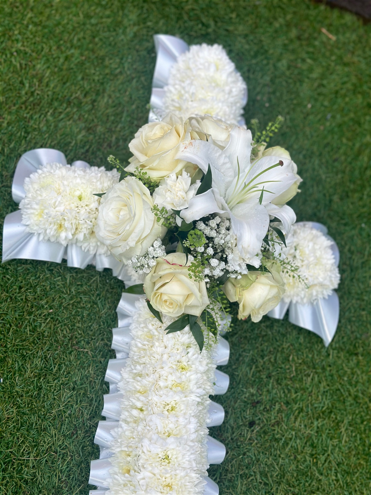 Cross funeral tribute — Flowers by Kerry Mac