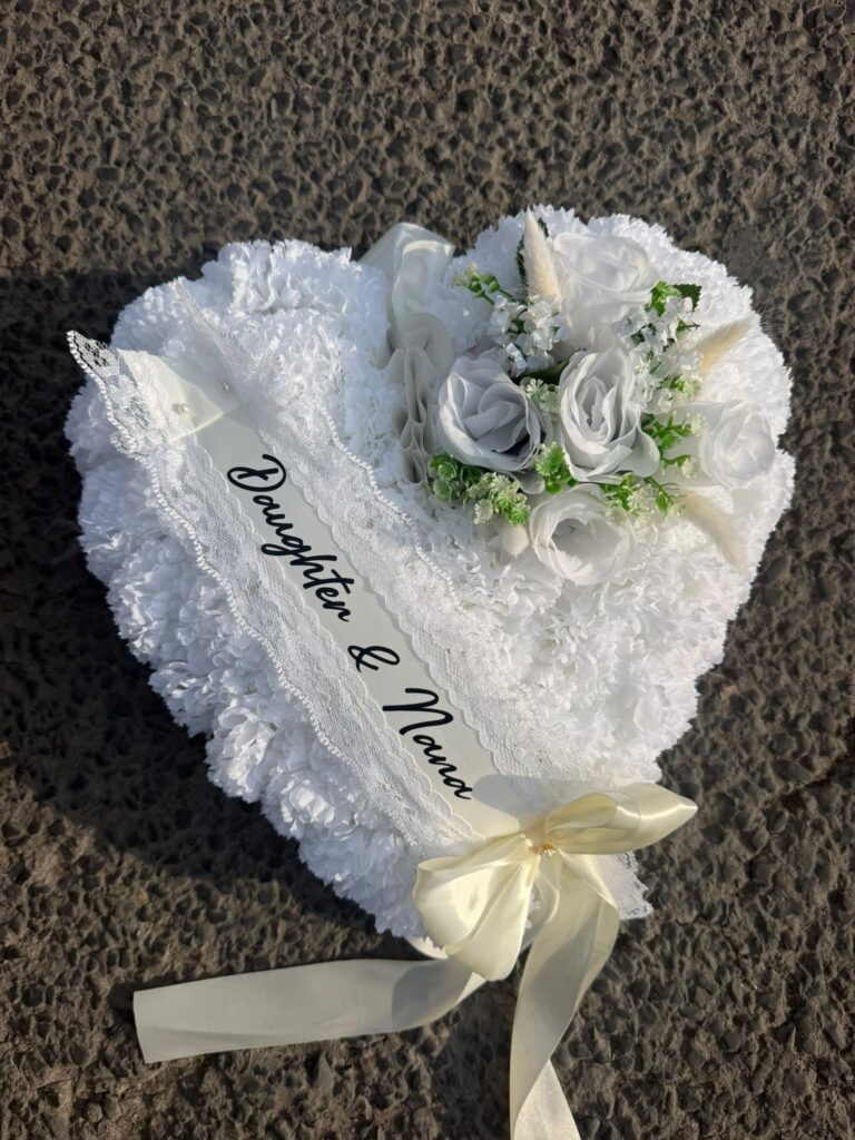 All White Artificial Heart — Flowers by Kerry Mac
